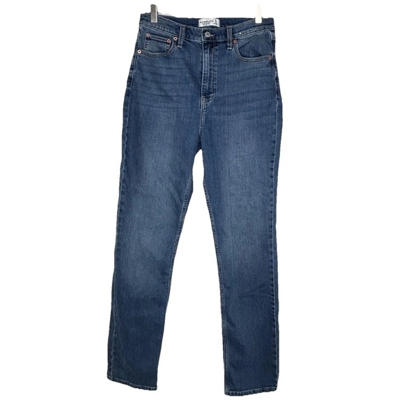 Abercrombie‎ & Fitch Jeans Womens 29/8 Blue Denim Ultra High Rise Slim Straight - Picture 1 of 4